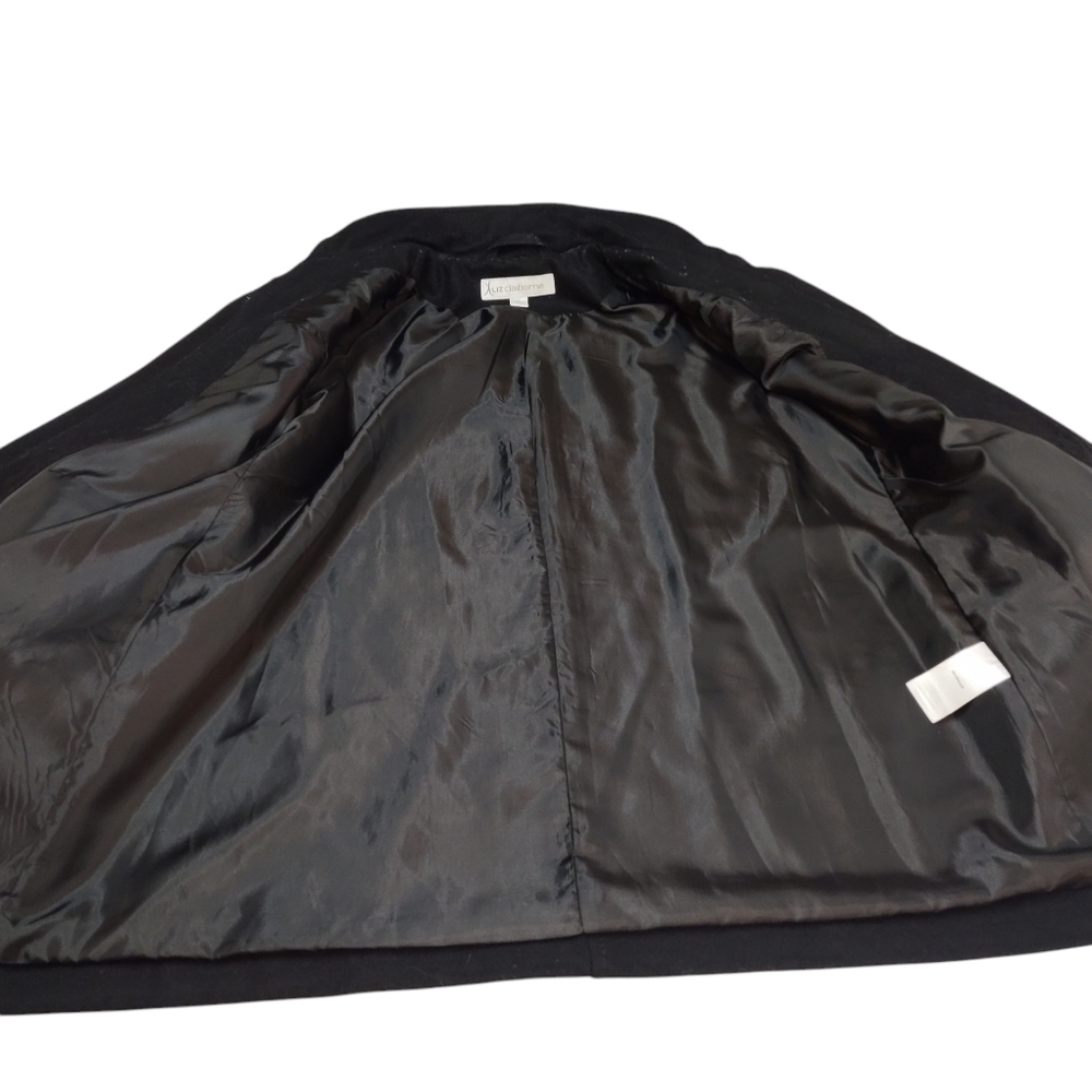 Liz Claiborne Pea Coat Women's Black Wool Blend Zipper/Button  Pea Coat Size L - Picture 7 of 11